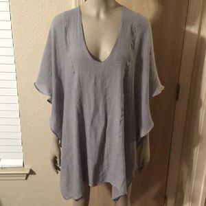 Umgee Light Lavender Gray V-Neck Tunic Top